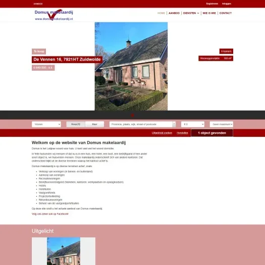 Capture d'écran du site web de www.domusmakelaardij.nl