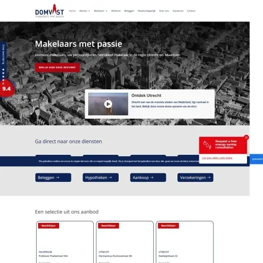Screenshot of the website of www.domvast.nl