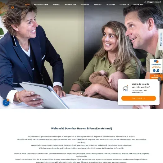 Screenshot van de website van www.dhfmakelaardij.nl