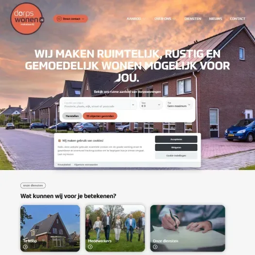 Screenshot van de website van www.dorpswonen.nl