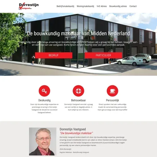 Screenshot van de website van www.dva-bv.nl