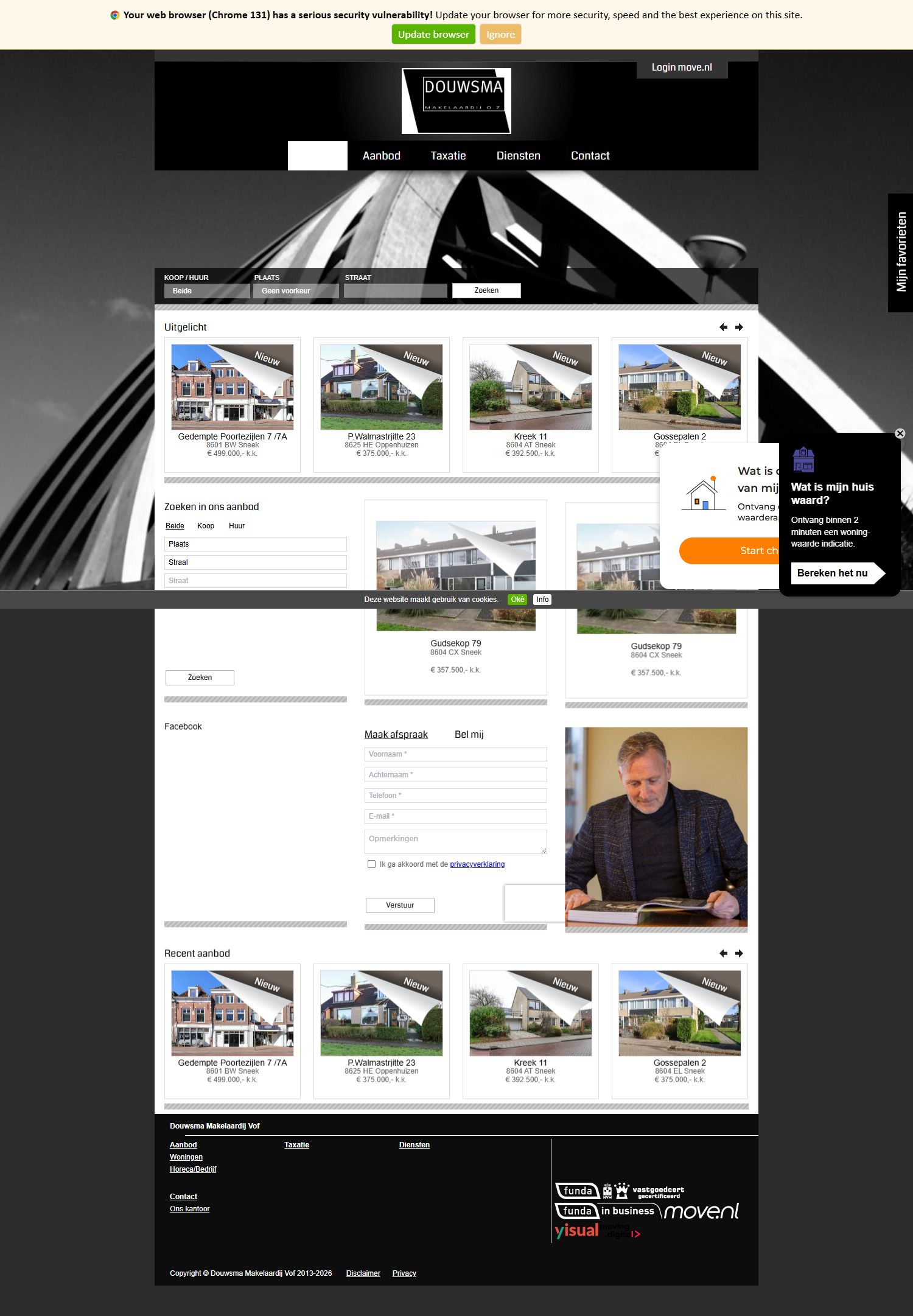 Screenshot of the website of www.douwsmamakelaardij.nl