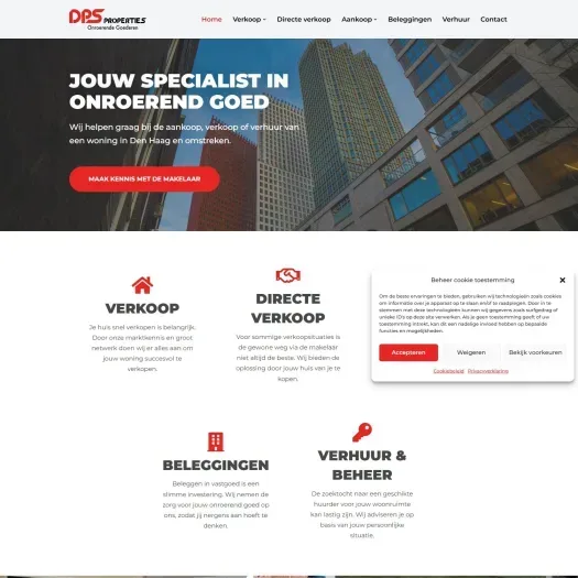 Screenshot of the website of www.dps-properties.nl