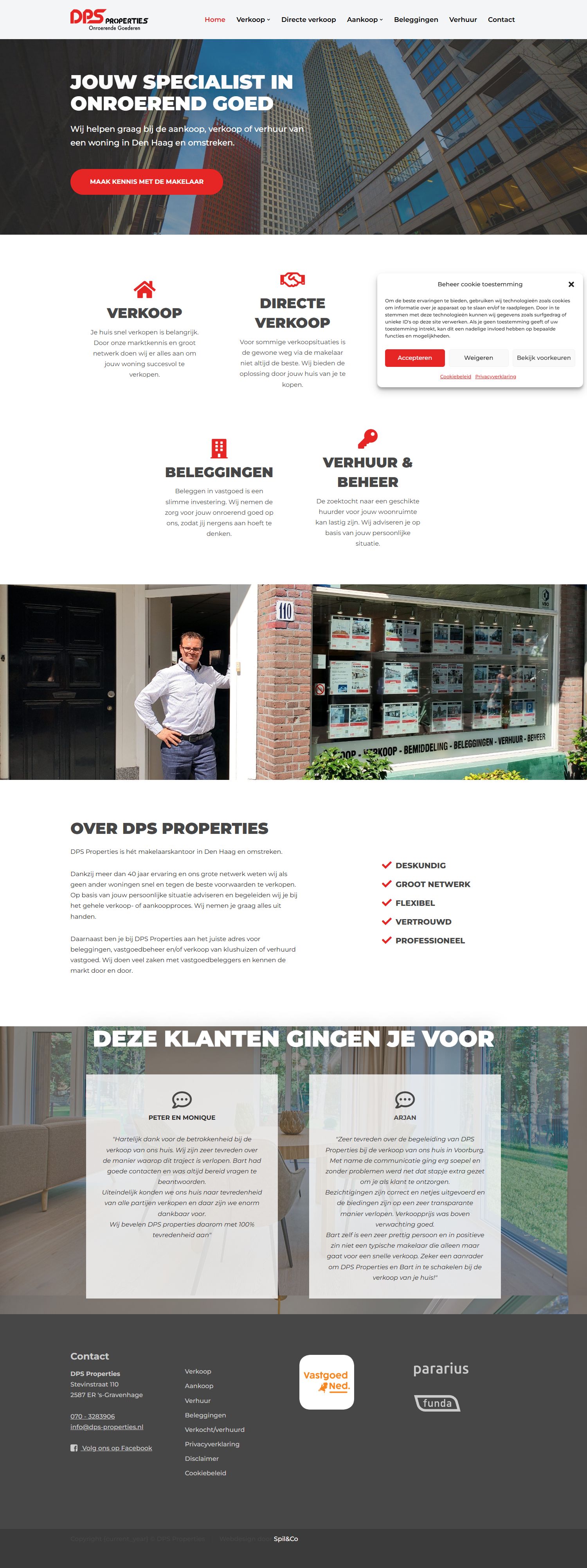 Screenshot of the website of www.dps-properties.nl