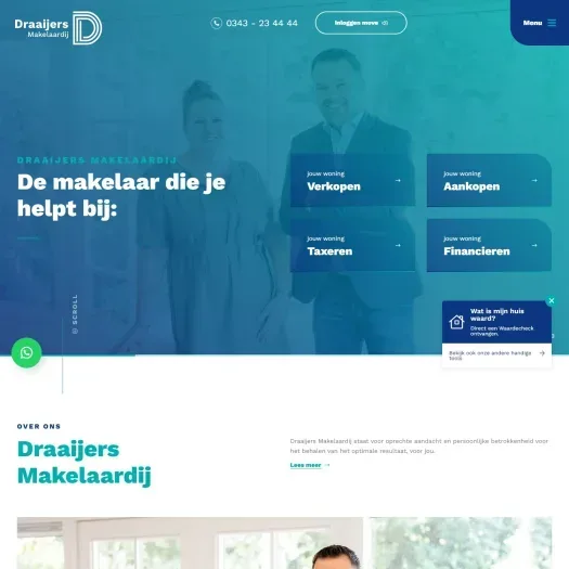 Screenshot van de website van www.draaijersmakelaardij.nl