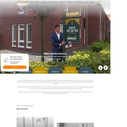 Screenshot of the website of www.dragtmakelaars.nl