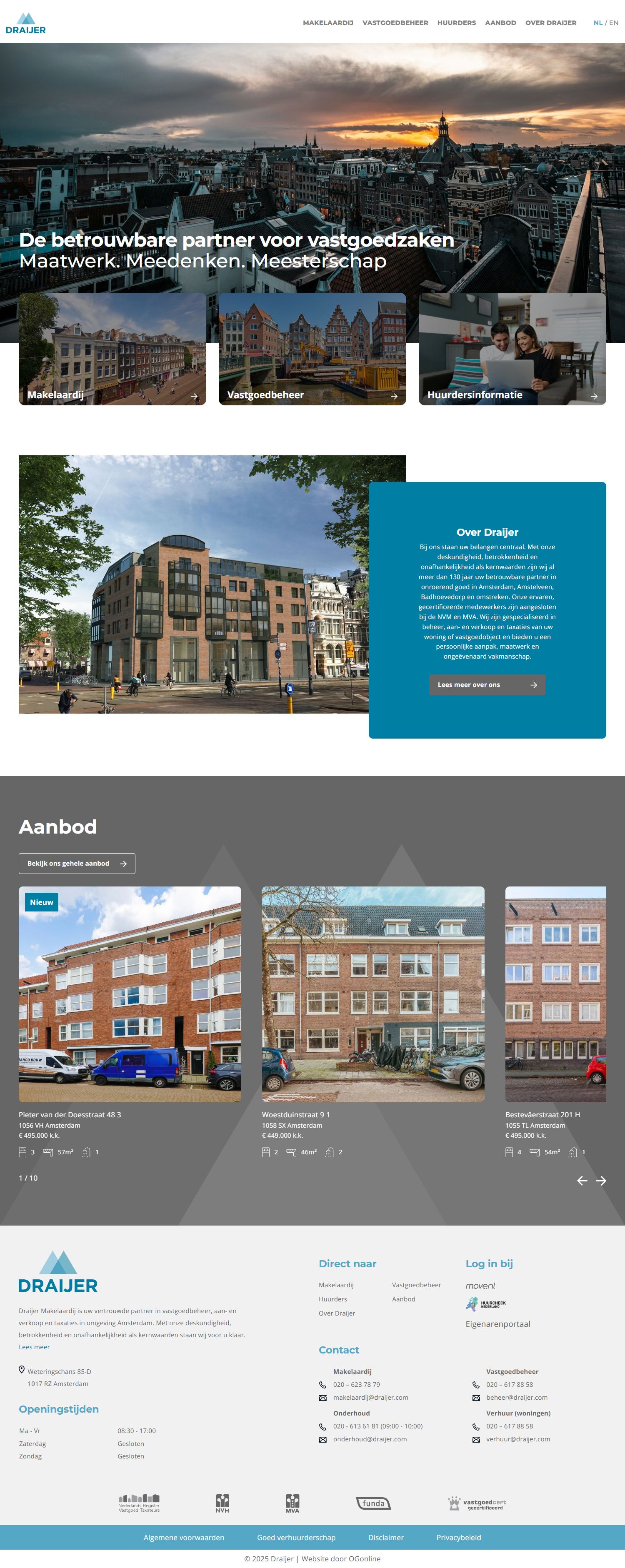 Screenshot van de website van www.draijer.com