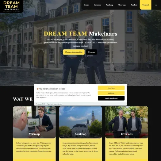 Screenshot of the website of www.dreamteammakelaars.nl