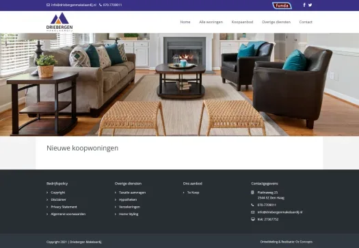 Screenshot of the website of www.driebergenmakelaardij.nl