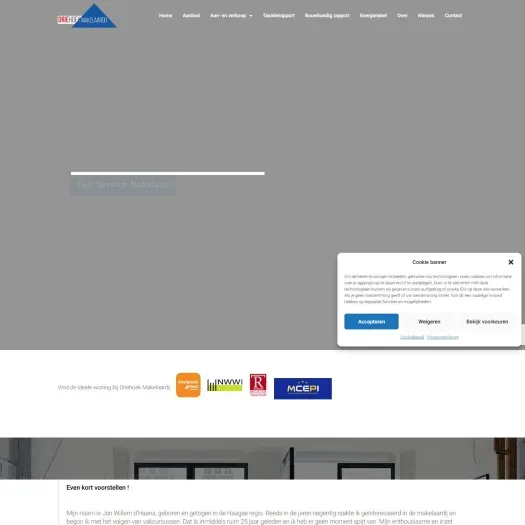 Screenshot van de website van www.driehoekmakelaardij.nl