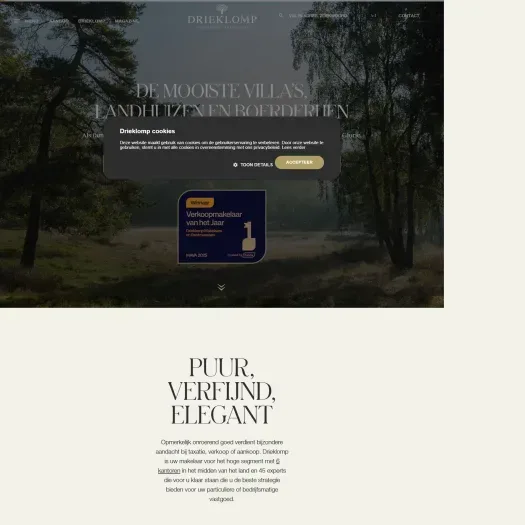 Screenshot van de website van www.drieklomp.nl
