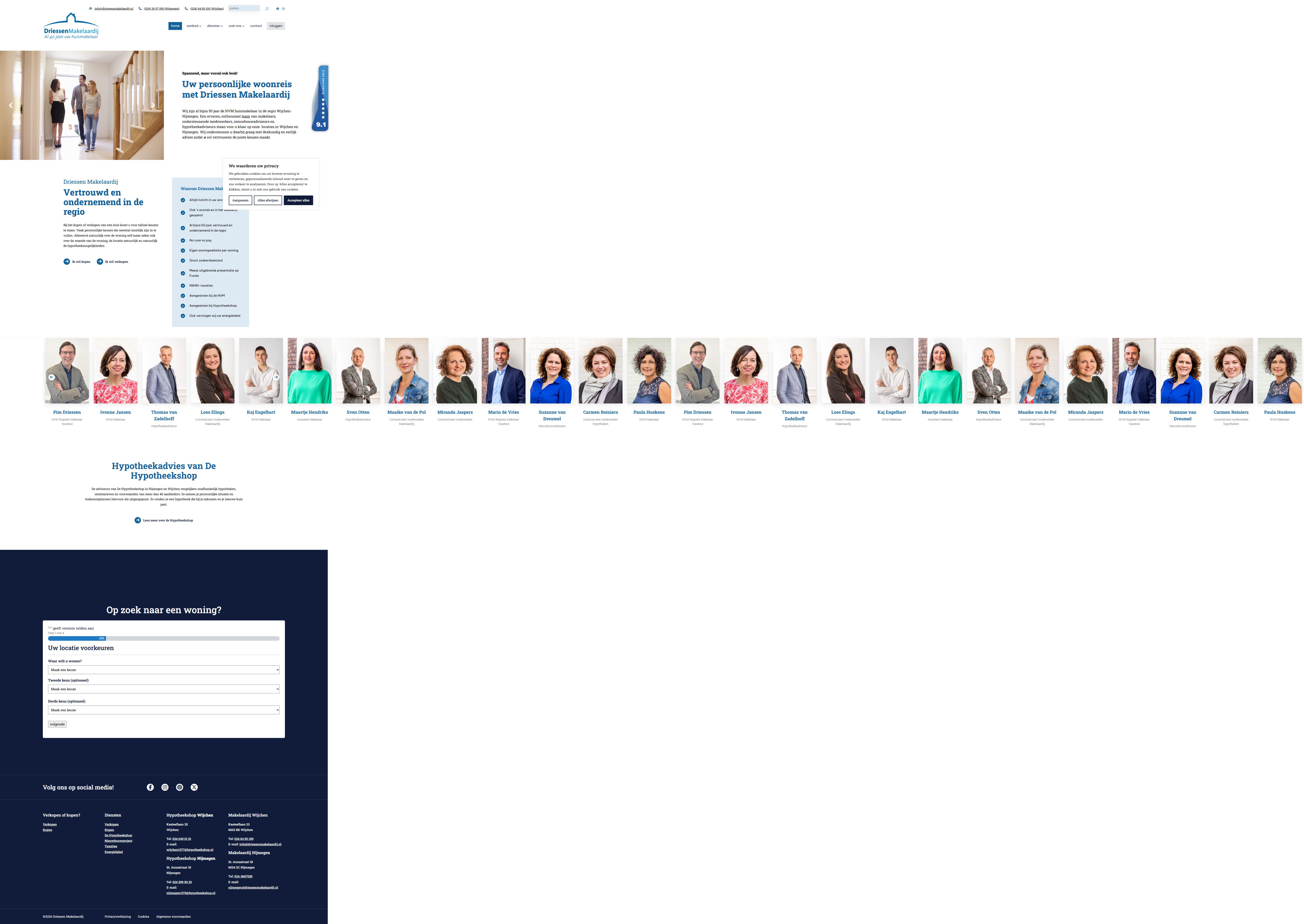 Screenshot of the website of www.driessenmakelaardij.nl