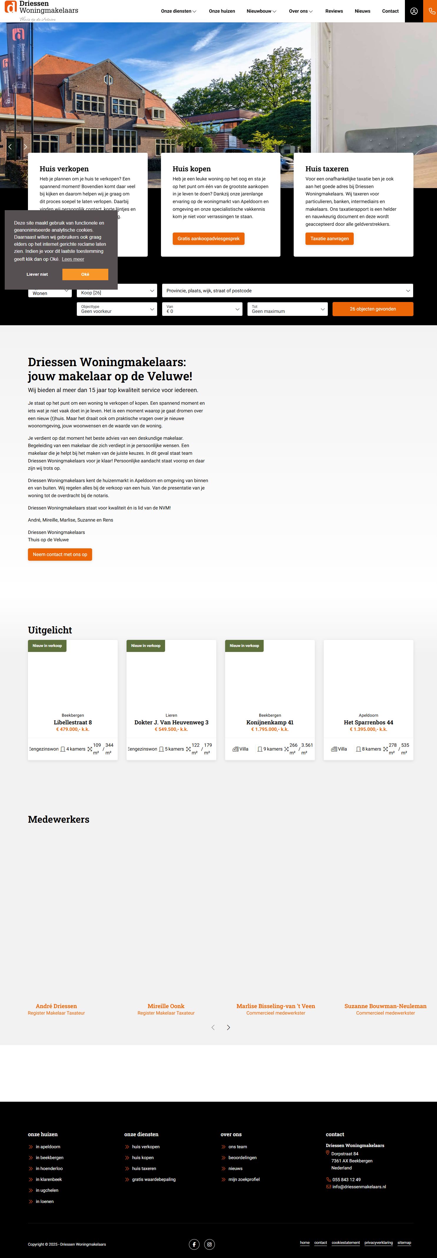 Screenshot of the website of www.driessenmakelaars.nl