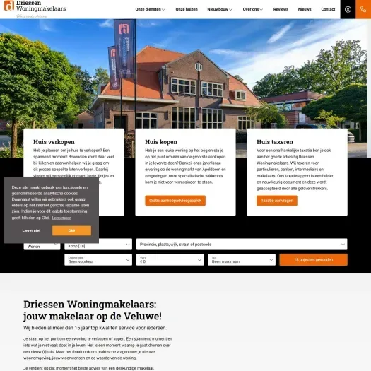 Screenshot of the website of www.driessenmakelaars.nl
