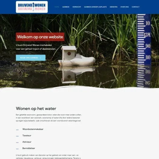 Screenshot van de website van www.drijvendwonen.nl