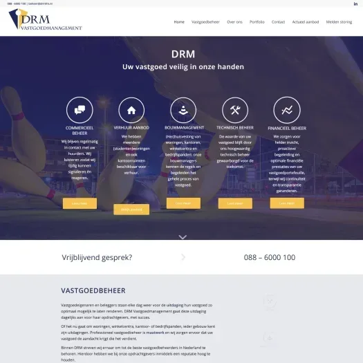 Screenshot van de website van www.drm-vastgoed.nl