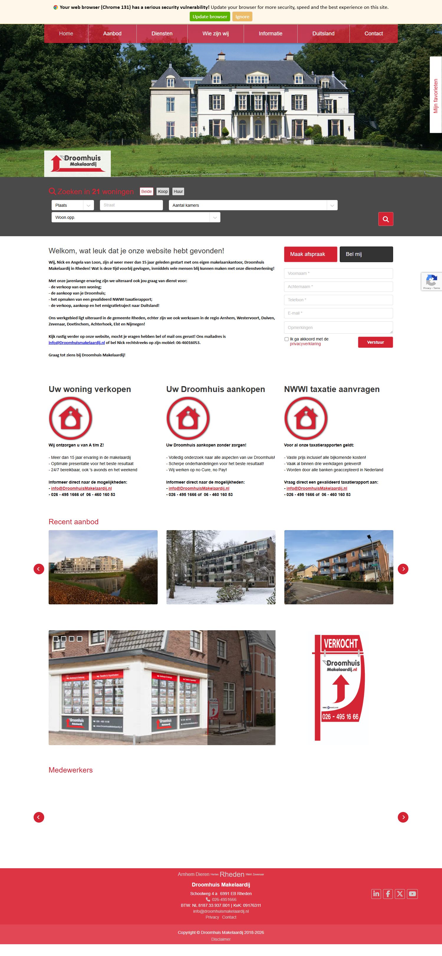 Screenshot der Website von www.droomhuismakelaardij.nl