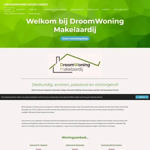 Screenshot of the website of www.droomwoningmakelaardij.nl