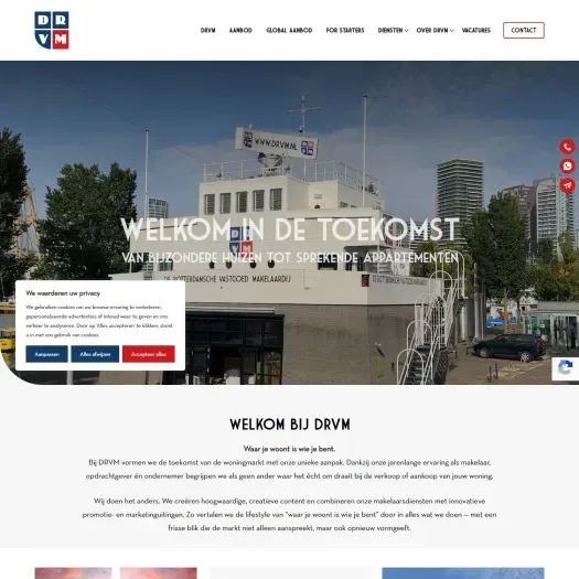 Screenshot van de website van www.drvm.nl