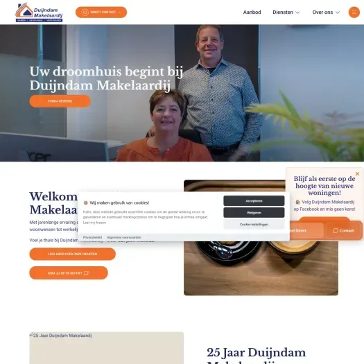 Screenshot van de website van www.duijndammakelaardij.nl