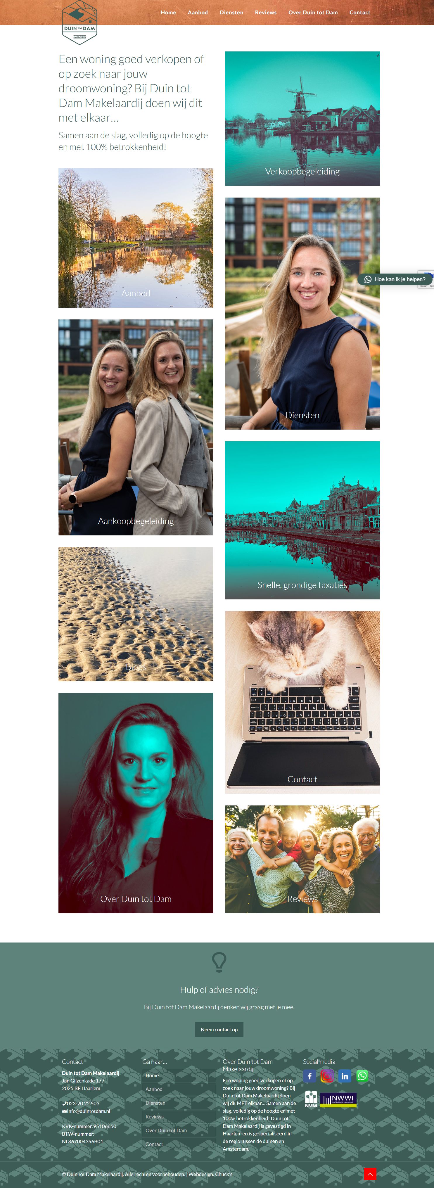 Screenshot der Website von www.duintotdam.nl