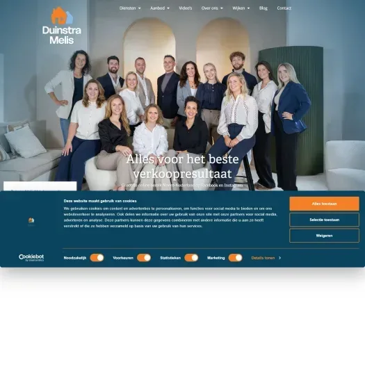 Screenshot of the website of www.duinstramelismakelaars.nl