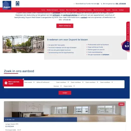 Screenshot van de website van www.dupont.nl