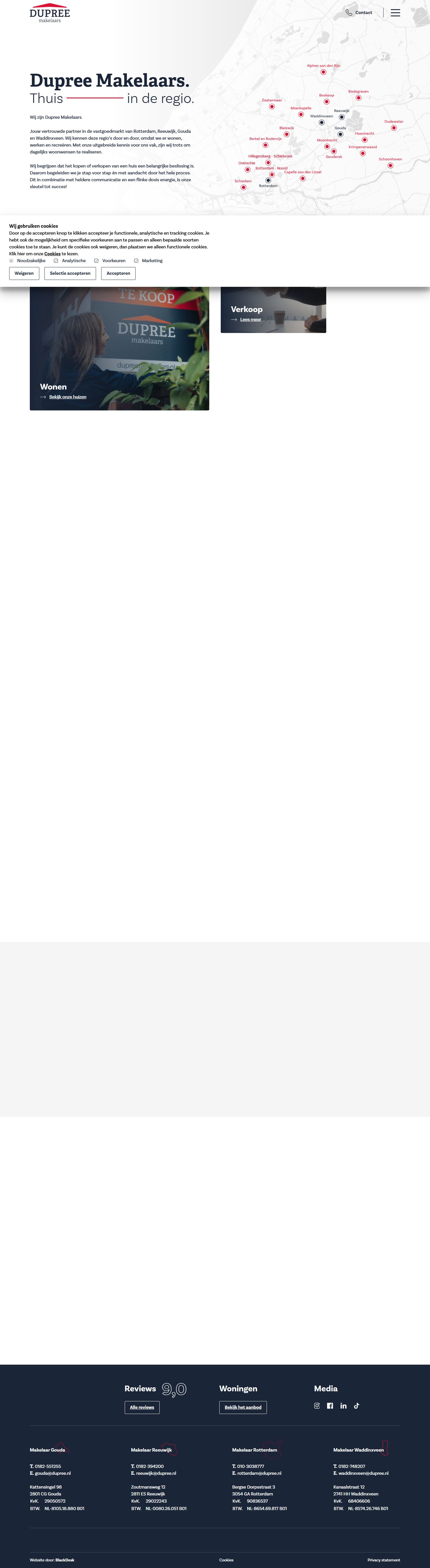 Screenshot der Website von www.dupreemakelaars.nl