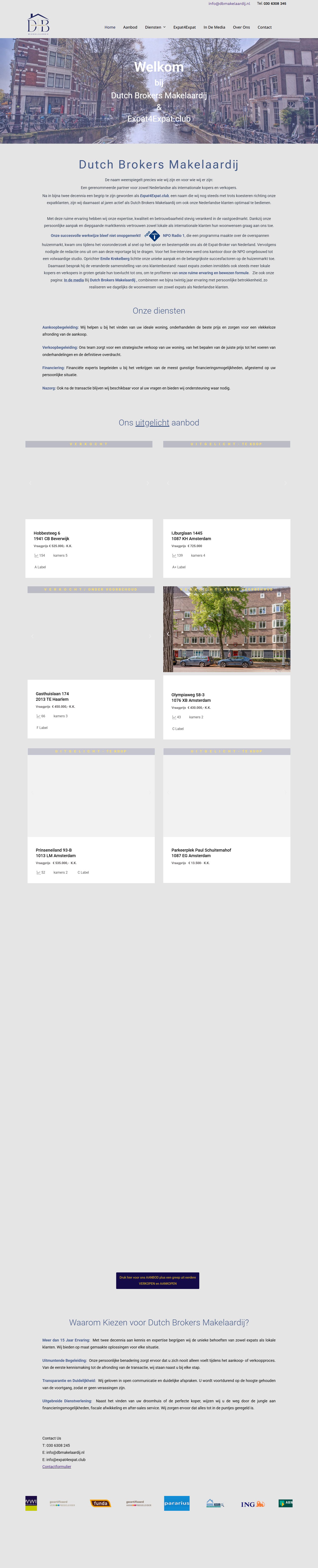 Screenshot der Website von dutchbrokersmakelaardij.nl