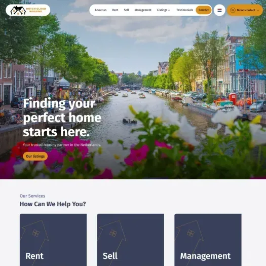 Screenshot of the website of www.dchousing.nl