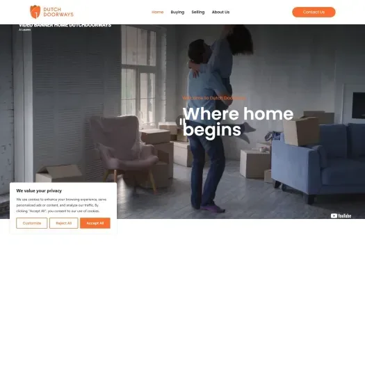 Screenshot of the website of www.dutchdoorways.nl