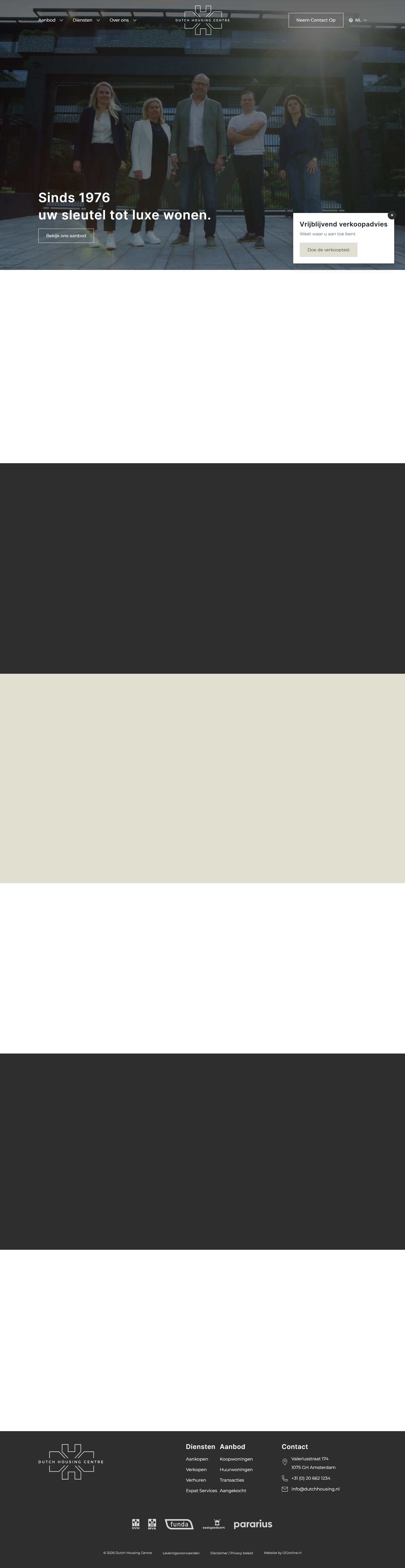 Screenshot van de website van www.dutchhousing.nl