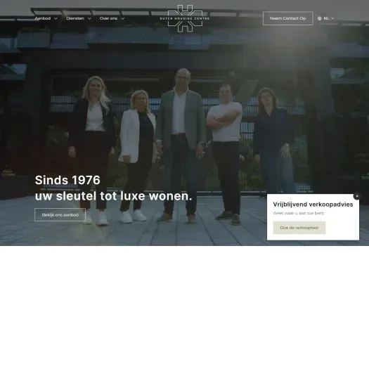 Screenshot van de website van www.dutchhousing.nl