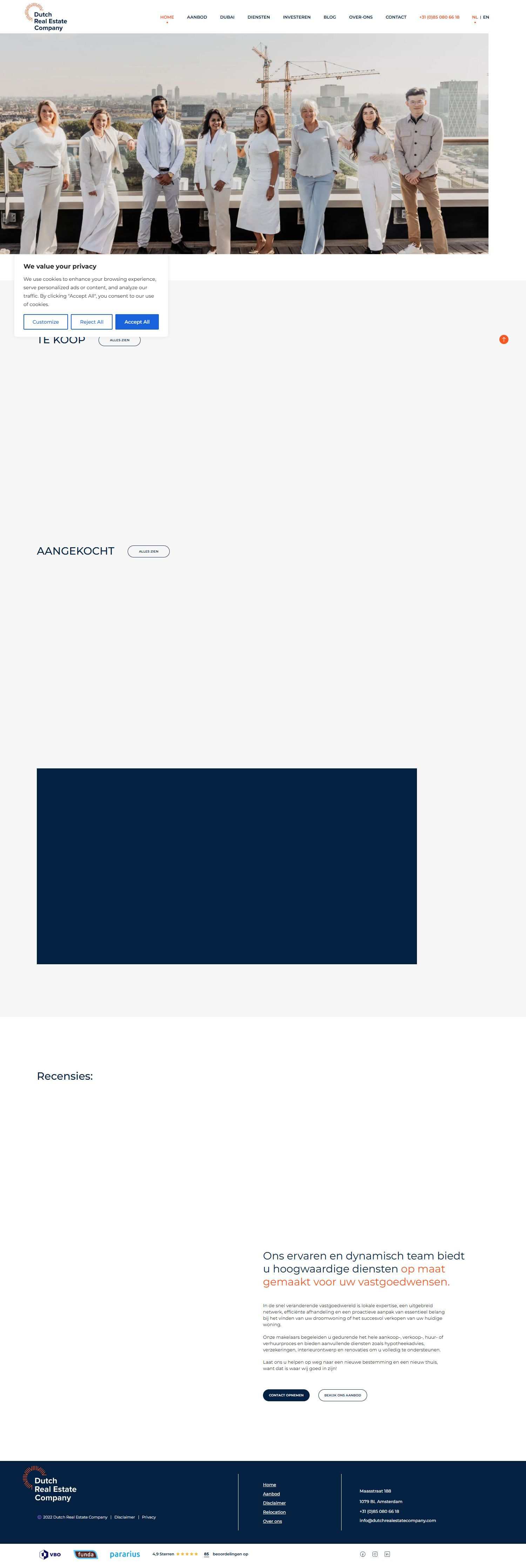 Screenshot of the website of www.dutchrealestatecompany.com