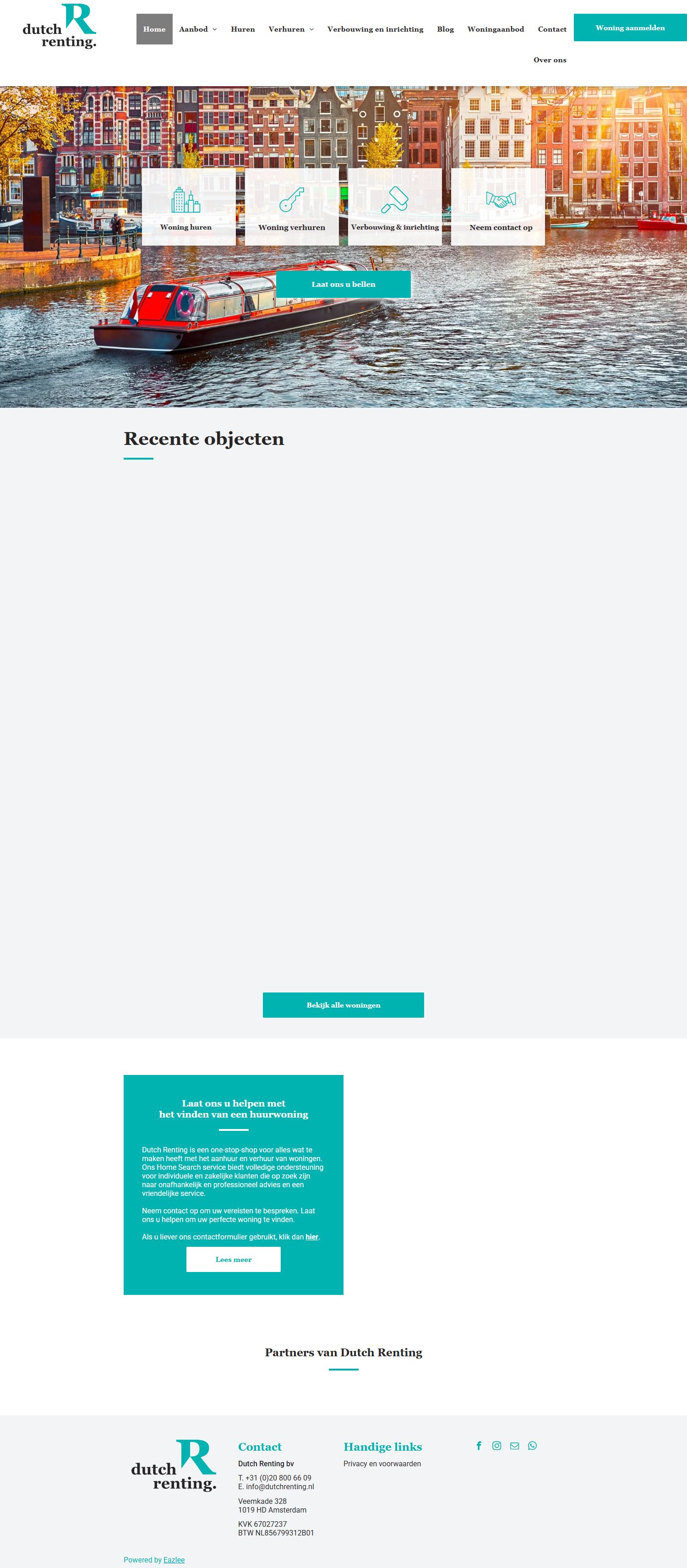 Screenshot van de website van www.dutchrenting.nl