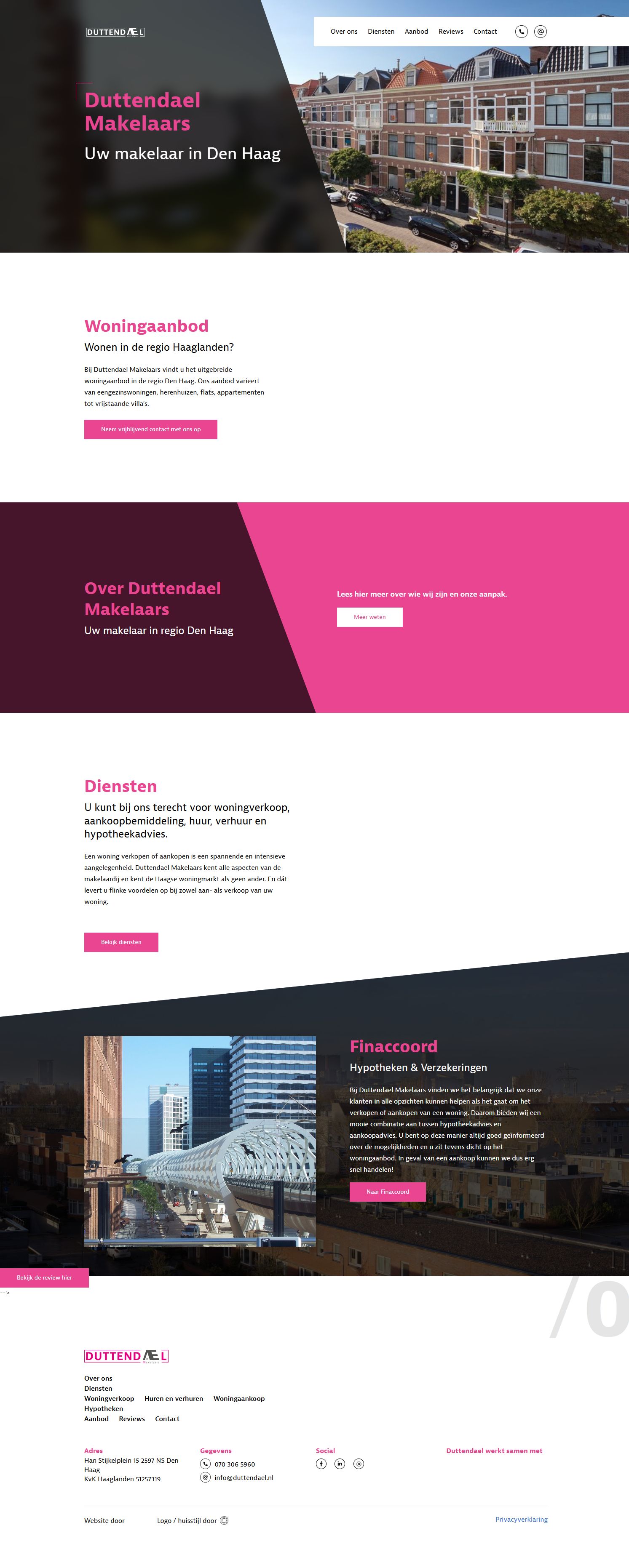 Screenshot van de website van www.duttendael.nl