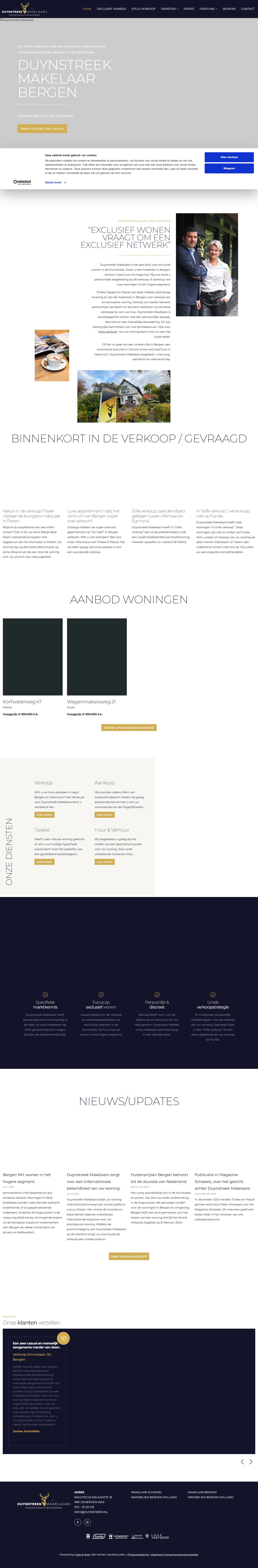 Screenshot der Website von www.duynstreek.nl