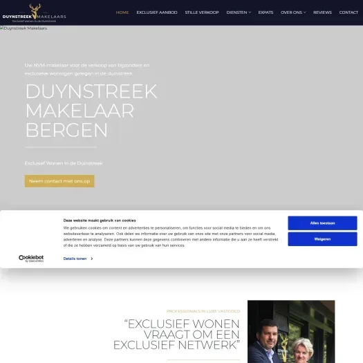 Screenshot van de website van www.duynstreek.nl