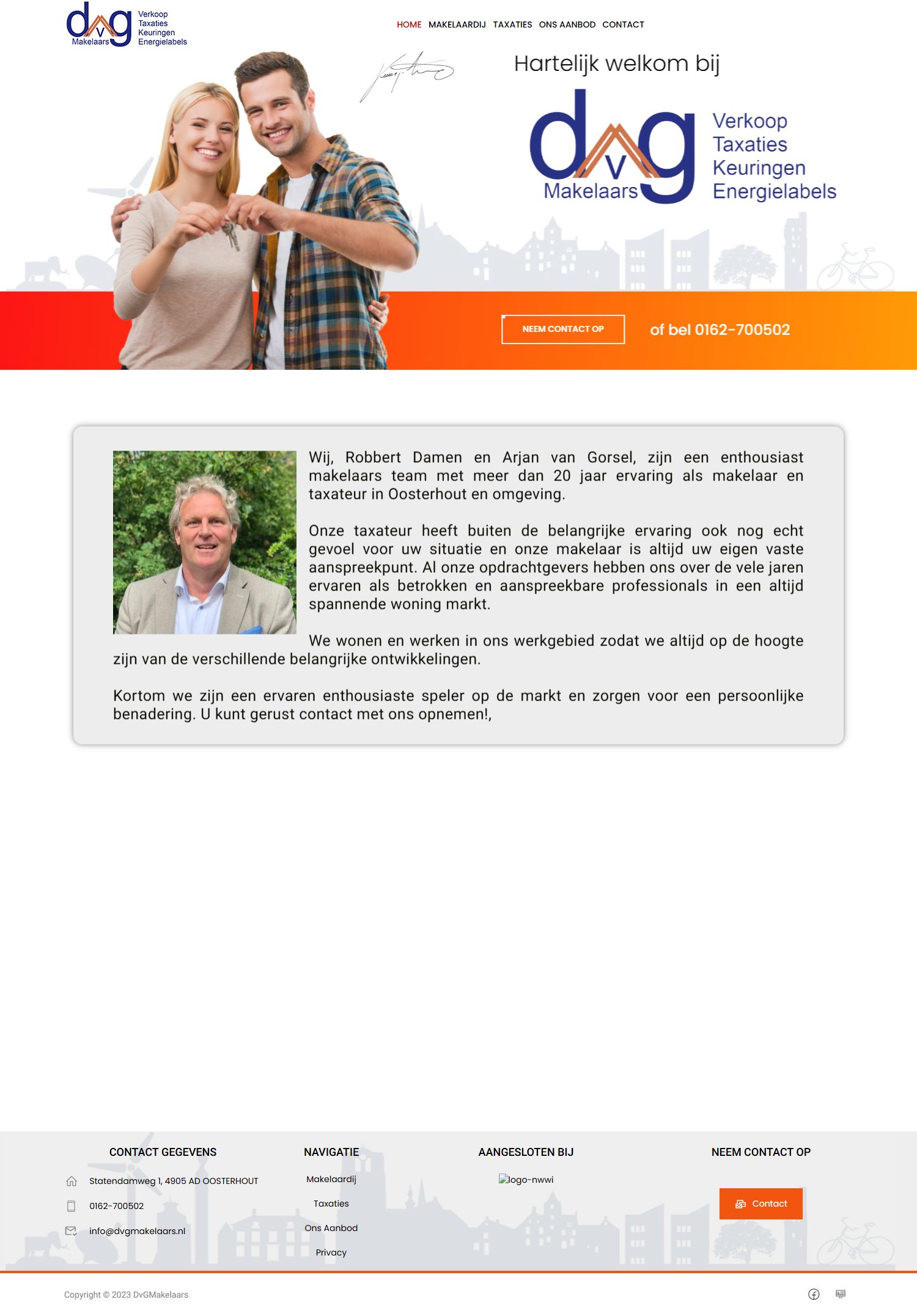 Screenshot of the website of www.dvgmakelaars.nl