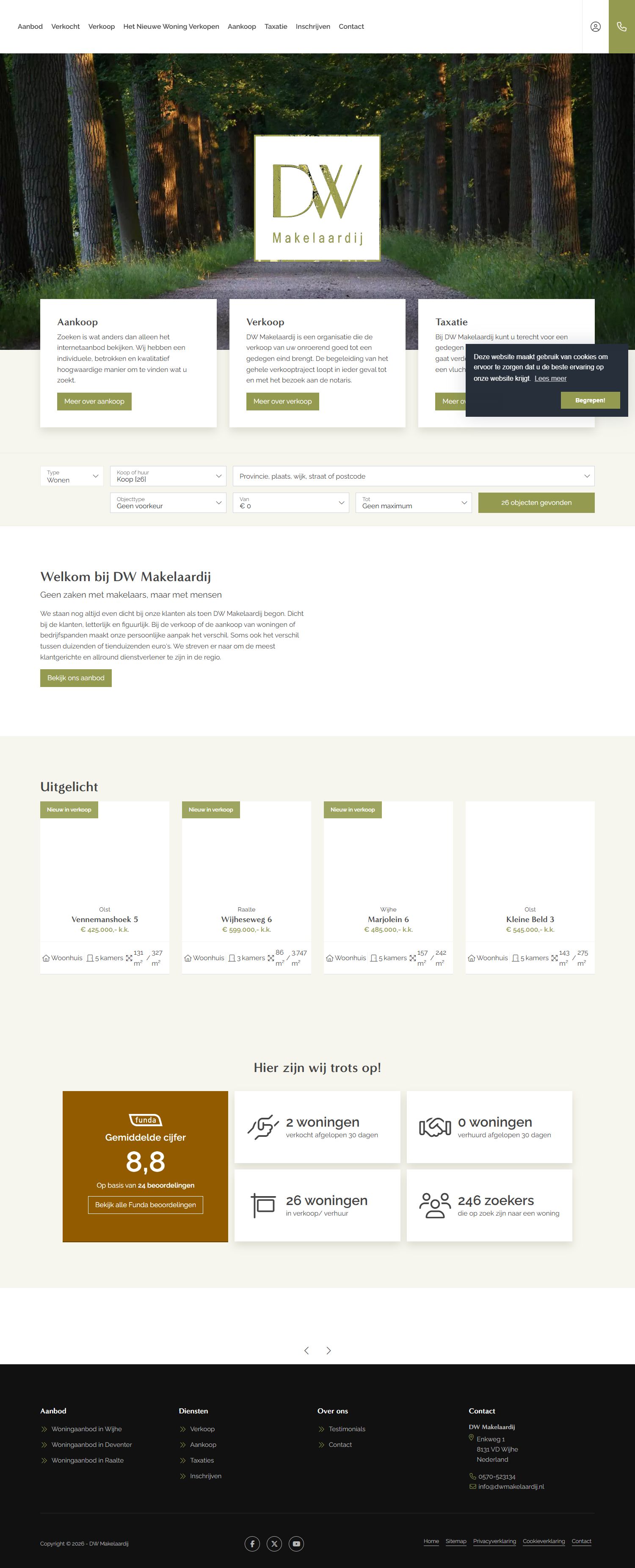 Screenshot der Website von www.dwmakelaardij.nl