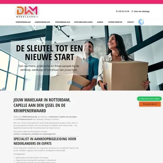 Screenshot of the website of www.dwmmakelaardij.nl