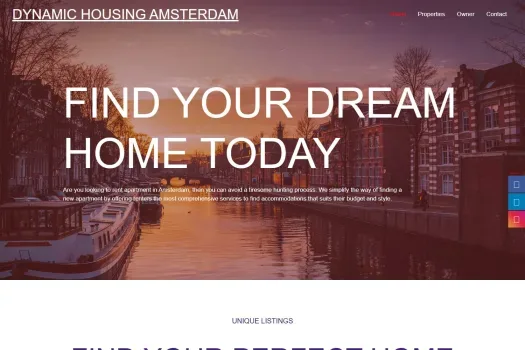 Screenshot van de website van dhousing-amsterdam.com