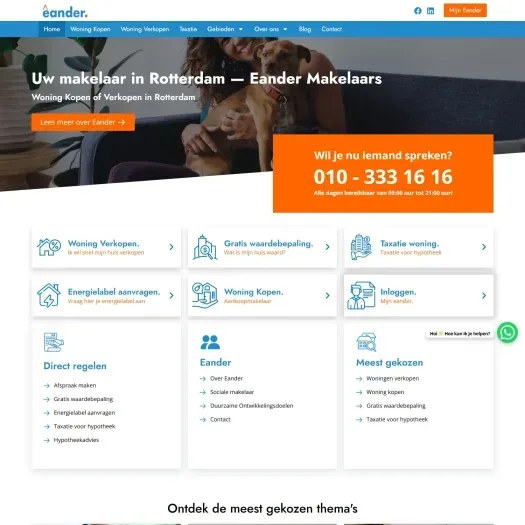 Screenshot van de website van www.eander.nl