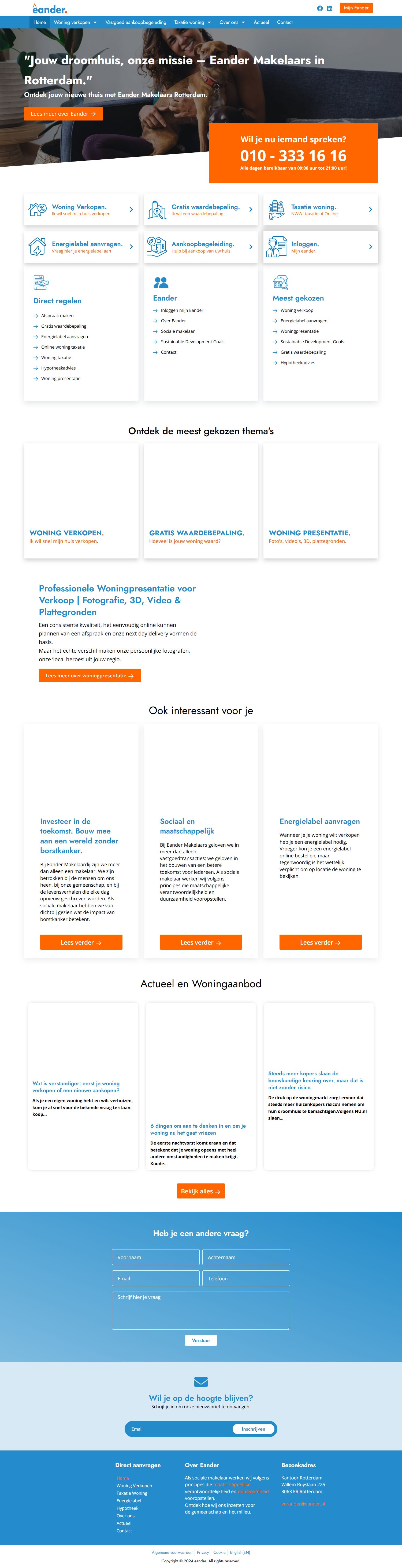 Screenshot of the website of www.eander.nl