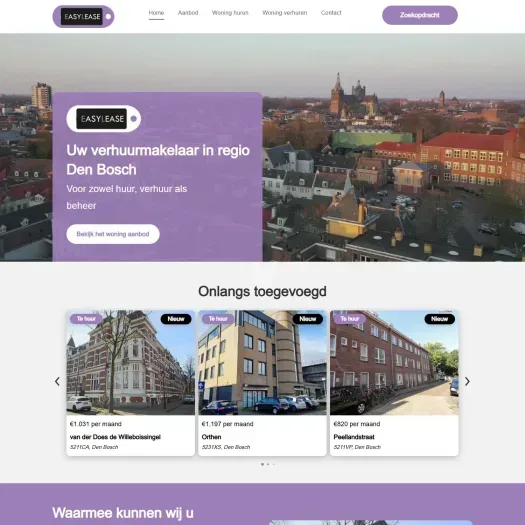 Screenshot van de website van www.easyleasewonen.nl