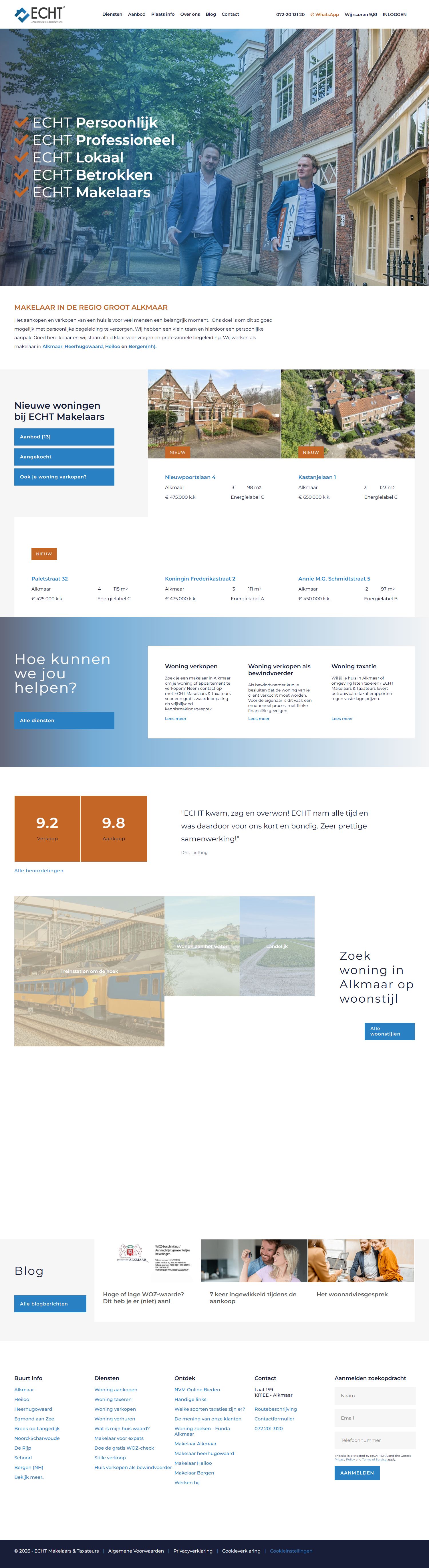 Screenshot der Website von www.echtmakelaar.nl