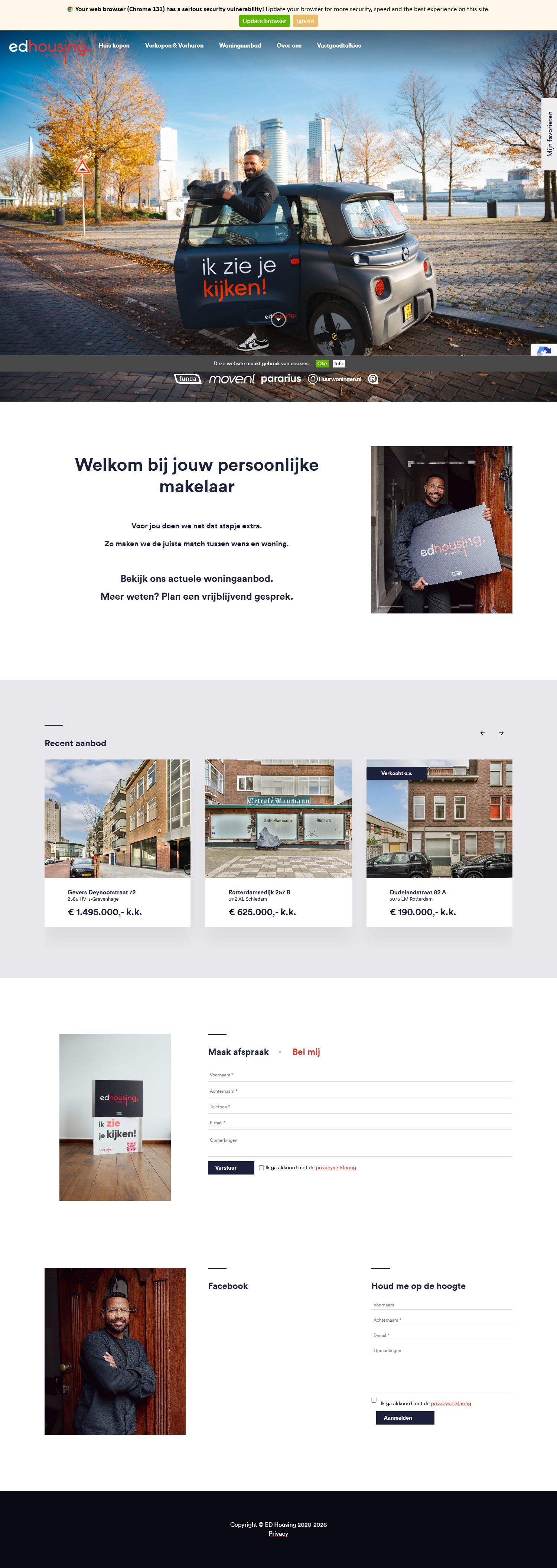 Screenshot of the website of www.edhousing.nl