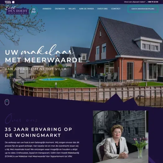 Screenshot of the website of www.edhm.nl