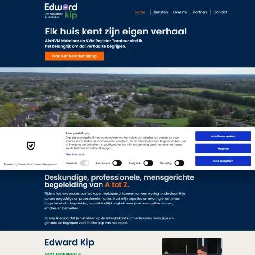 Screenshot van de website van www.edwardkip.nl