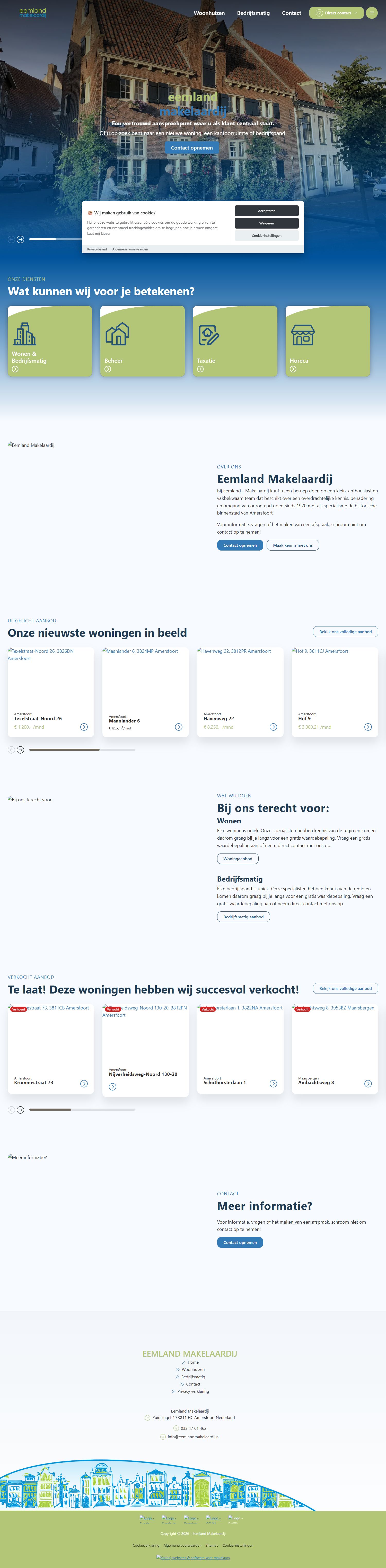 Screenshot of the website of www.eemlandmakelaardij.nl